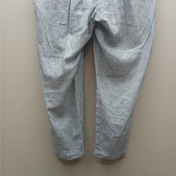 J. Crew Linen/Cotton Striped Drawstring Pinstripe Ankle Pants Black White SZ 12 - Picture 8 of 11